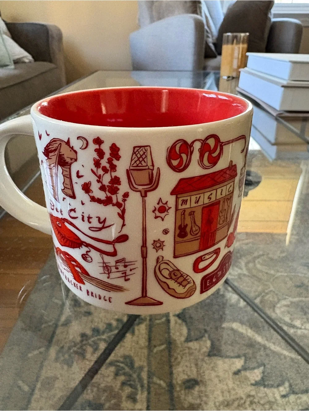 Starbucks Austin Red and White Ceramic City Mug